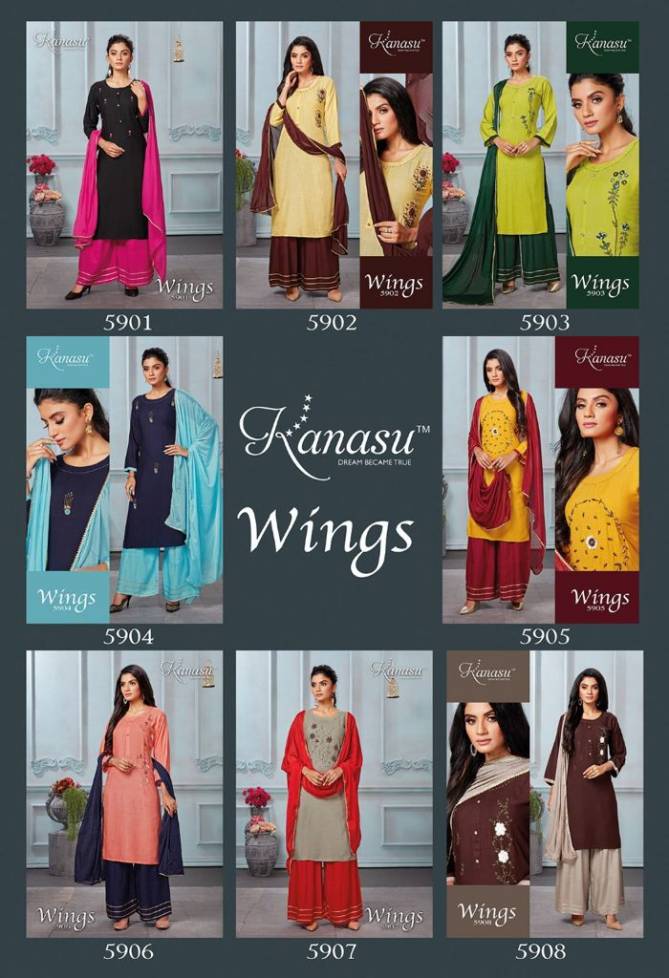 Kanasu Wings Festive Wear Rayon Printed Designer Ready Made Collection